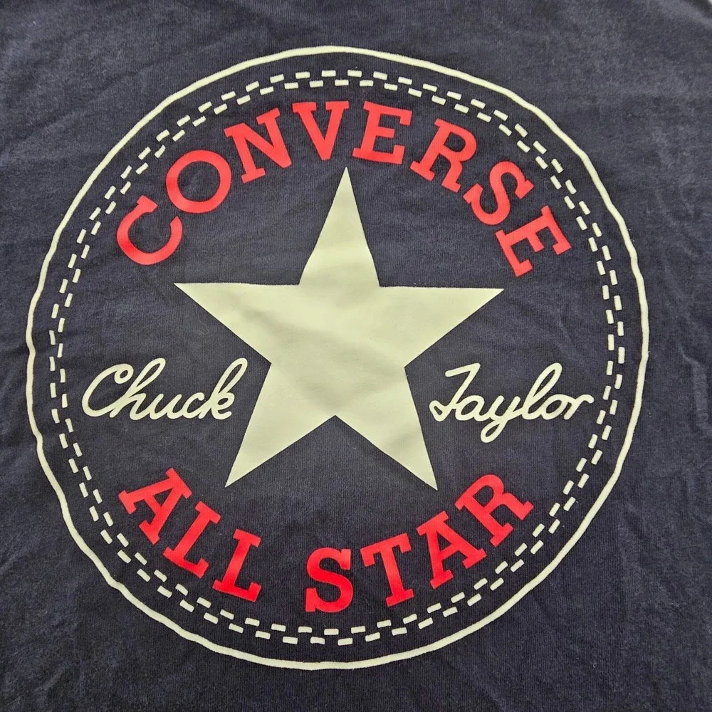 Converse All-Star Chuck Taylor Blue Long Sleeve Colorblock Cotton TShirt Youth M